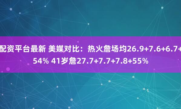 配资平台最新 美媒对比：热火詹场均26.9+7.6+6.7+54% 41岁詹27.7+7.7+7.8+55%