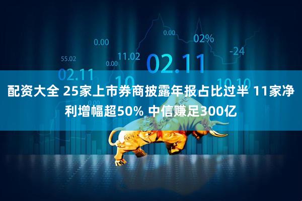 配资大全 25家上市券商披露年报占比过半 11家净利增幅超50% 中信赚足300亿